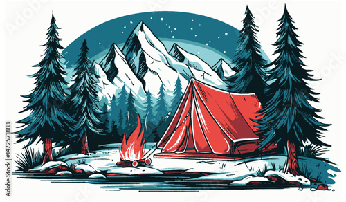 Whimsical Tree House Illustration with Swing and Sunny Background