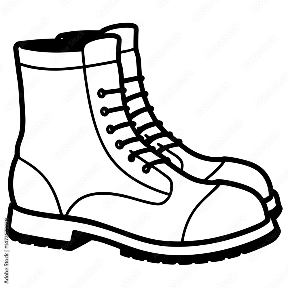Simple Work Boots Vector on White Background Simple Work Boots Vector on White Background
