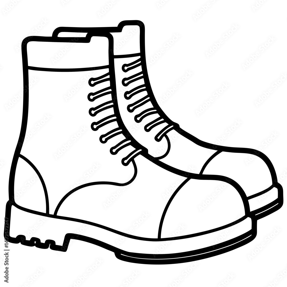 Simple Work Boots Vector on White Background Simple Work Boots Vector on White Background