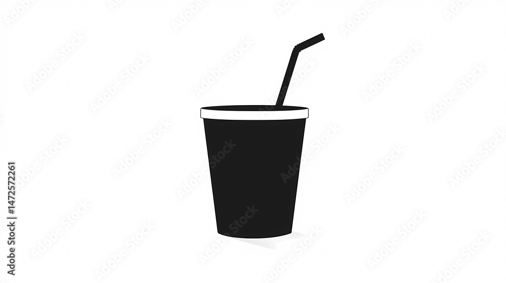 Cool Drink Silhouette: A stylish monochrome depiction of a refreshing beverage, featuring a sleek cup and straw, a symbol of refreshment and enjoyment. Cool Drink Silhouette: A stylish monochrome depiction of a refreshing beverage, featuring a sleek cup and straw, a symbol of refreshment and enjoyment.