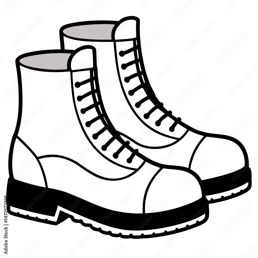 Simple Work Boots Vector on White Background Simple Work Boots Vector on White Background