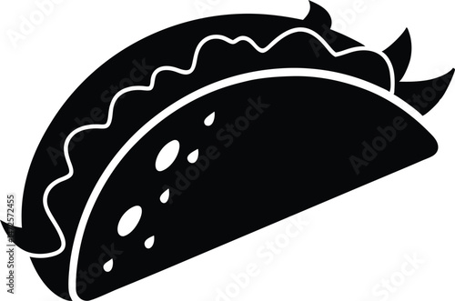taco silhouette vector, graphic illustration for mexican food 