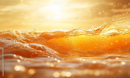Amber wave cresting under bright sunlight