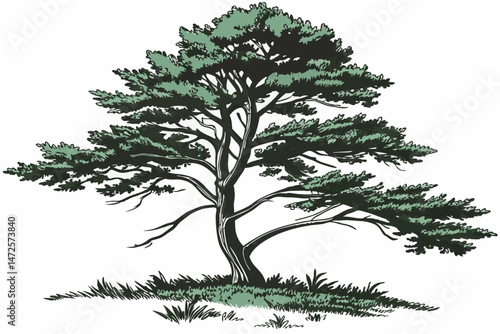 67 green pine tree, evergreen coniferous tree, tall pyramidal tree shape, lush foliage, dense branches, realistic render, detailed texture, sharp focus, natural lighting, seamless background