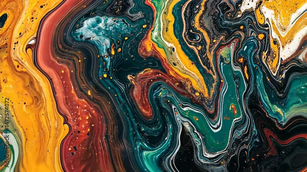 Vibrant, swirling currents of colorful paint mix and flow, creating an abstract, dynamic, and mesmerizing liquid marble effect Vibrant, swirling currents of colorful paint mix and flow, creating an abstract, dynamic, and mesmerizing liquid marble effect