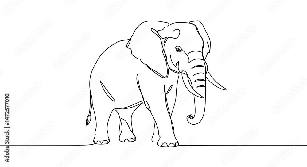 Obraz premium Elephant Line Drawing Illustration Simple Design