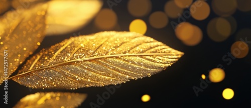 Golden leaf detail with glowing light