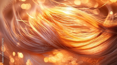 Golden hair strands abstract
