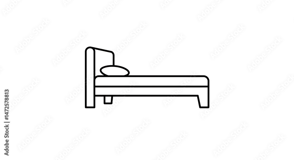 Bed Illustration on White Background Minimalist Style Bed Illustration on White Background Minimalist Style