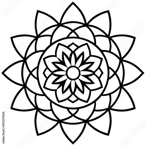 Fish Scale Mandala Vector on White Background