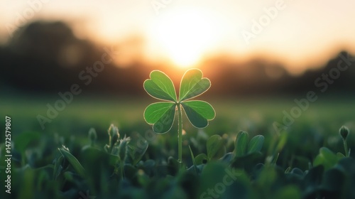 Four leaf clover at sunset