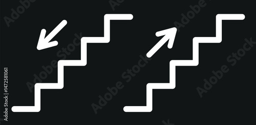  upstairs and downstairs icon in rounded corner. stairs,ladder sign symbol