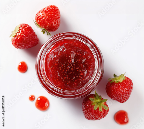 Wallpaper Mural Glass jar filled with homemade strawberry jam and fresh strawberries Torontodigital.ca