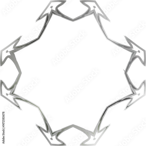 Metallic Silhouette Elements – Versatile Abstract Icons and Shapes with a Polished Chrome Finish