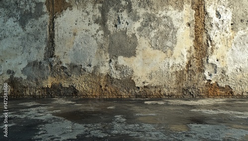 Weathered concrete wall and floor