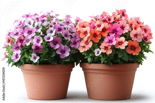 Wallpaper Mural Colorful pansies blooming in terracotta pots in a bright, sunlit garden setting during springtime Torontodigital.ca