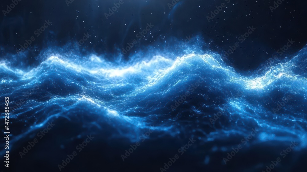 Fototapeta premium Serene Blue Wave Background with Light Reflection