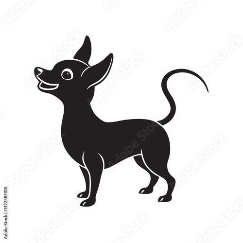 Chihuahua Barking In Playful Stance Silhouette