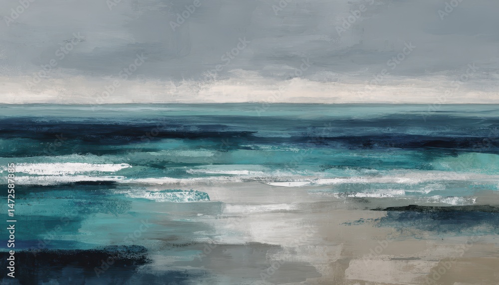 Fototapeta premium Tranquil coastal seascape with subtle color variations.