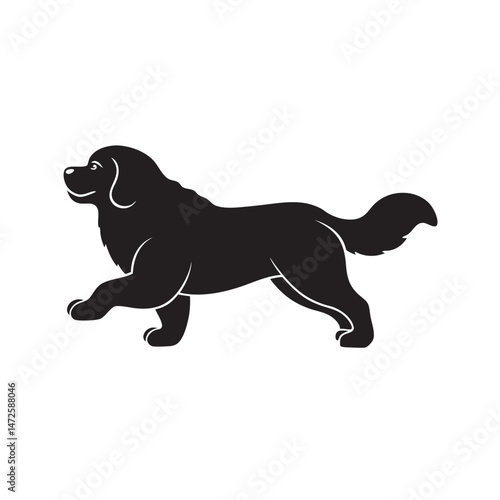 Newfoundland Pouncing With Playful Spirit Silhouette