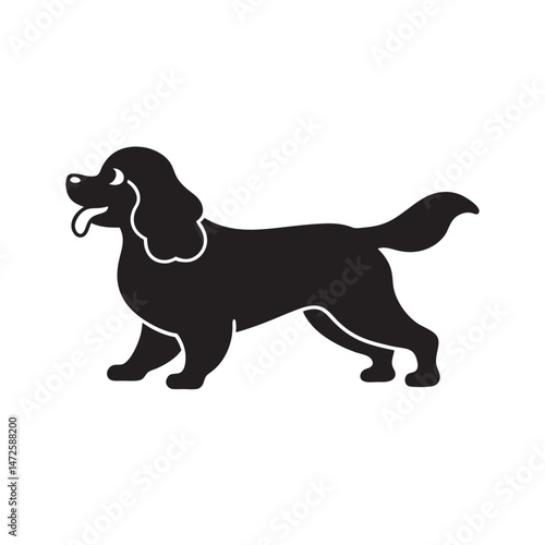 Cavalier Spaniel Trotting In Motion Silhouette