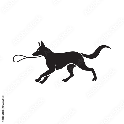 Belgian Malinois Running With Fetch Stick Silhouette