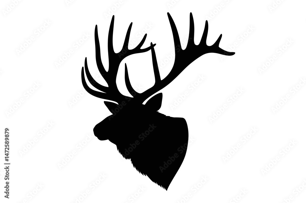 Fototapeta premium Deer head silhouette hunting wildlife antler art