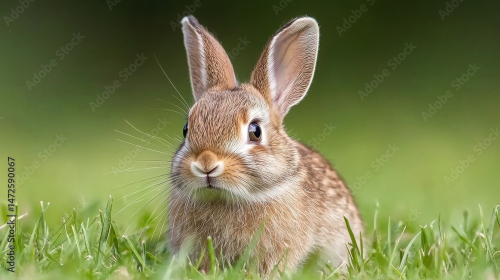 Fototapeta premium Adorable Baby Bunny in Green Grass