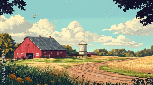American Farm illustration , no logos, no brands