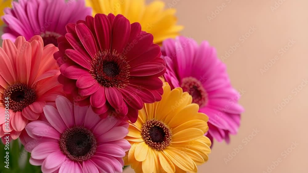 Vibrant Gerbera Daisies Cluster with Soft Background Vibrant Gerbera Daisies Cluster with Soft Background