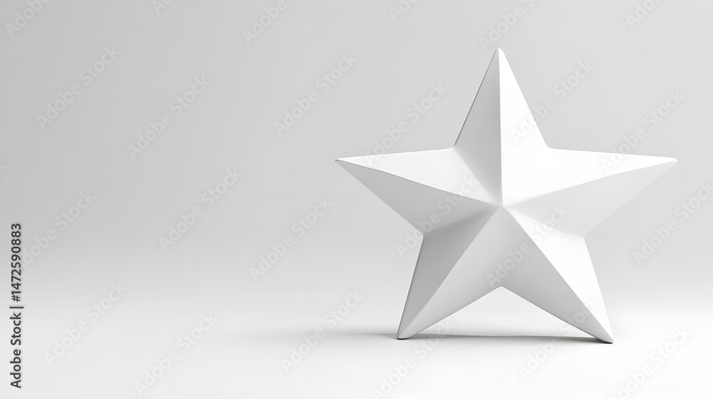 Obraz premium Isolated 3D Star with Smooth Plastic Texture in Clean White Studio