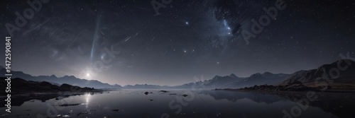 Sparkling stars illuminate the vast, inky expanse ,  galaxy,  astronomy,  cosmic