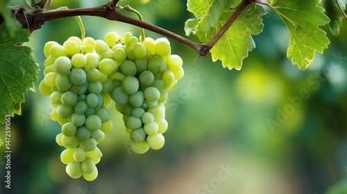 Wallpaper Mural Close-Up of Green Grapes Hanging on Vine in Lush Vineyard Torontodigital.ca
