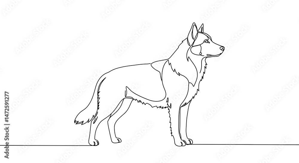 Fototapeta premium Standing Dog Line Art Illustration Pet Animal Design