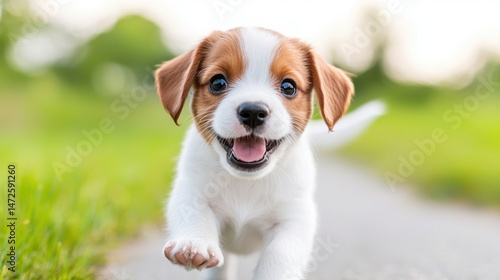 Wallpaper Mural Adorable Happy Puppy Running Outdoors Torontodigital.ca