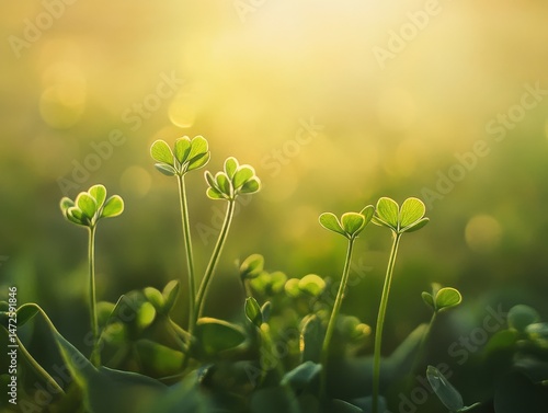 Clover plants in sunshine