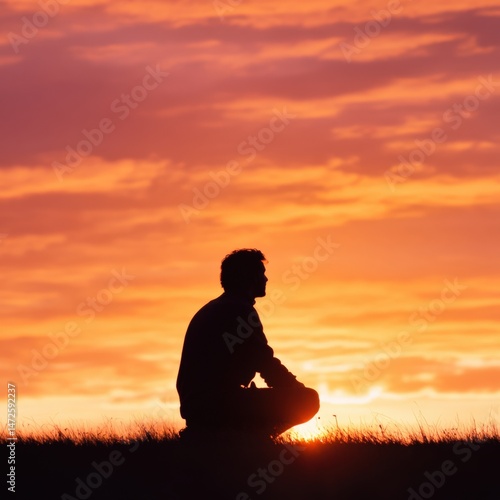 Man silhouetted against sunrise