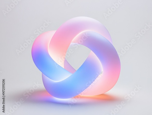 Abstract glowing trefoil knot shape