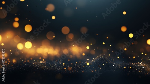Golden light particles background
