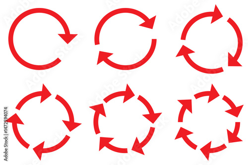 Circle arrow icon. Refresh and reload arrow icon. Rotation vector arrows set. Vector illustration.