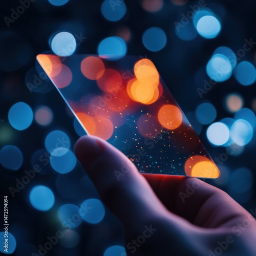 Hand holding glass rhombus shape