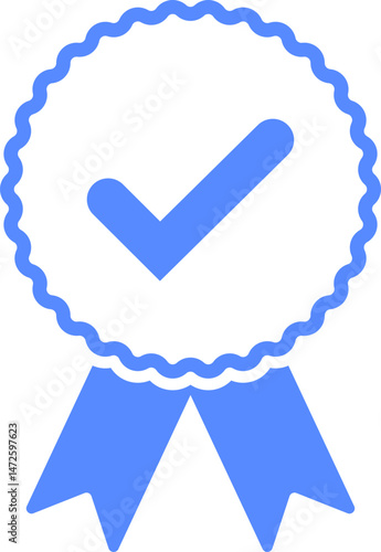 Blue check mark tick verification icon symbol vector. Verified check mark badge. Verification icons set. Verified authentication symbol. Certified badge.