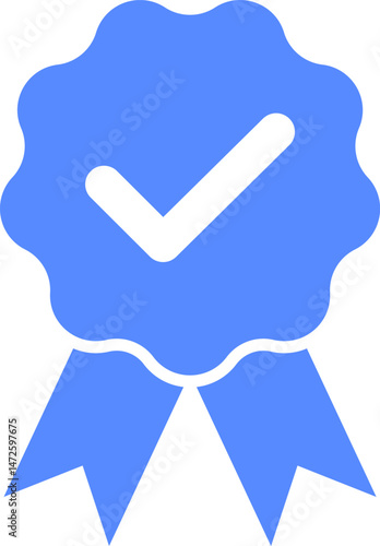 Blue check mark tick verification icon symbol vector. Verified check mark badge. Verification icons set. Verified authentication symbol. Certified badge.