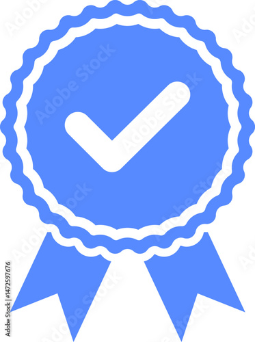 Blue check mark tick verification icon symbol vector. Verified check mark badge. Verification icons set. Verified authentication symbol. Certified badge.