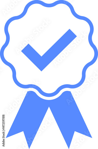 Blue check mark tick verification icon symbol vector. Verified check mark badge. Verification icons set. Verified authentication symbol. Certified badge.