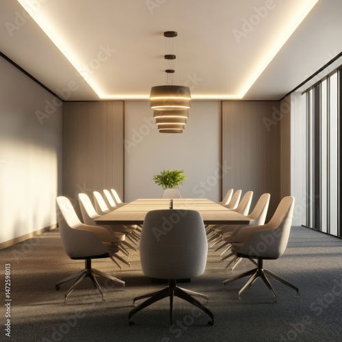 Conference room with modern lighting