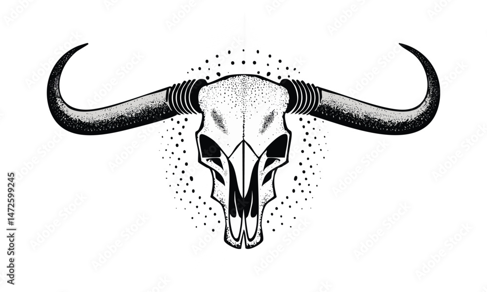 Obraz premium Tattoo Style Texas Longhorn Skull