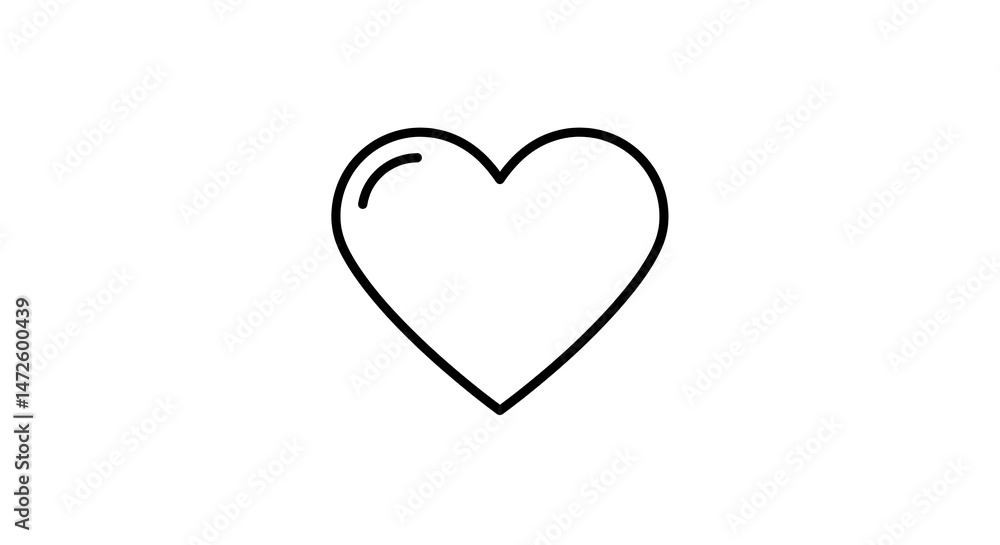 Heart Outline Simple Minimalist Line Art on White Heart Outline Simple Minimalist Line Art on White