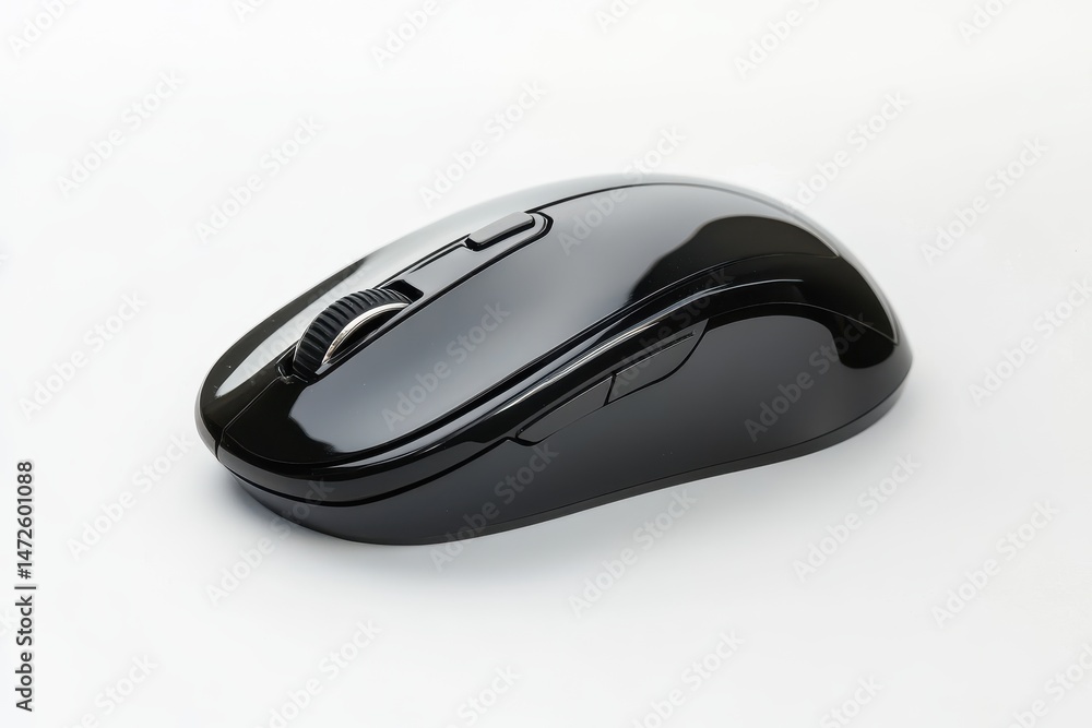 A black computer mouse isolated on white background A black computer mouse isolated on white background