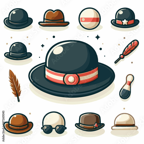 hat, style, vintage, black, isolated, fashion, retro, man, male, gentleman, elegant, clothing, bowler, white, bowler hat, accessory, suit, illustration, cap, design, classic, english, background, clot